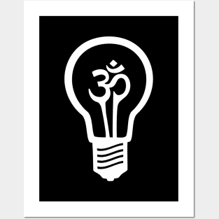 Om Meditation Lightbulb (White) Posters and Art